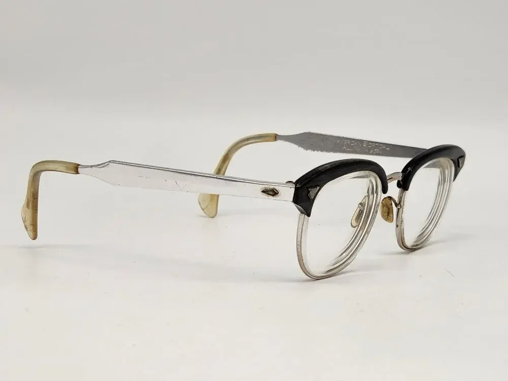 American Optical AO Mens Silver Browline Eyeglass Frame 1/10 12KGF 5 3/4 Vintage